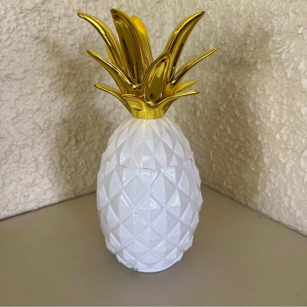 Gold & White Pineapple Decorative Canister - Home Dining Bar Accent